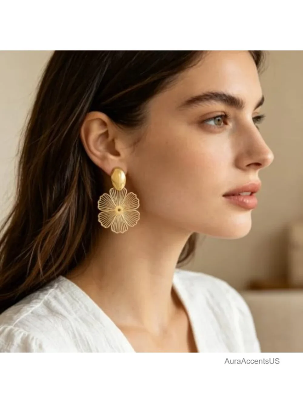 6 Pairs Gold Flower Statement Earrings Women Chunky Dangle Drop Jewelry Boho